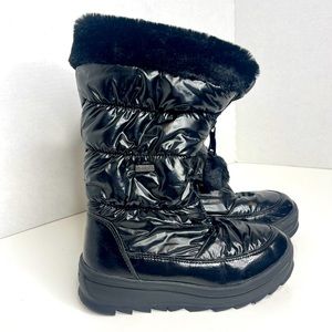 PAJAR Waterproof Patent Black Fur Snow Boots size 2.5